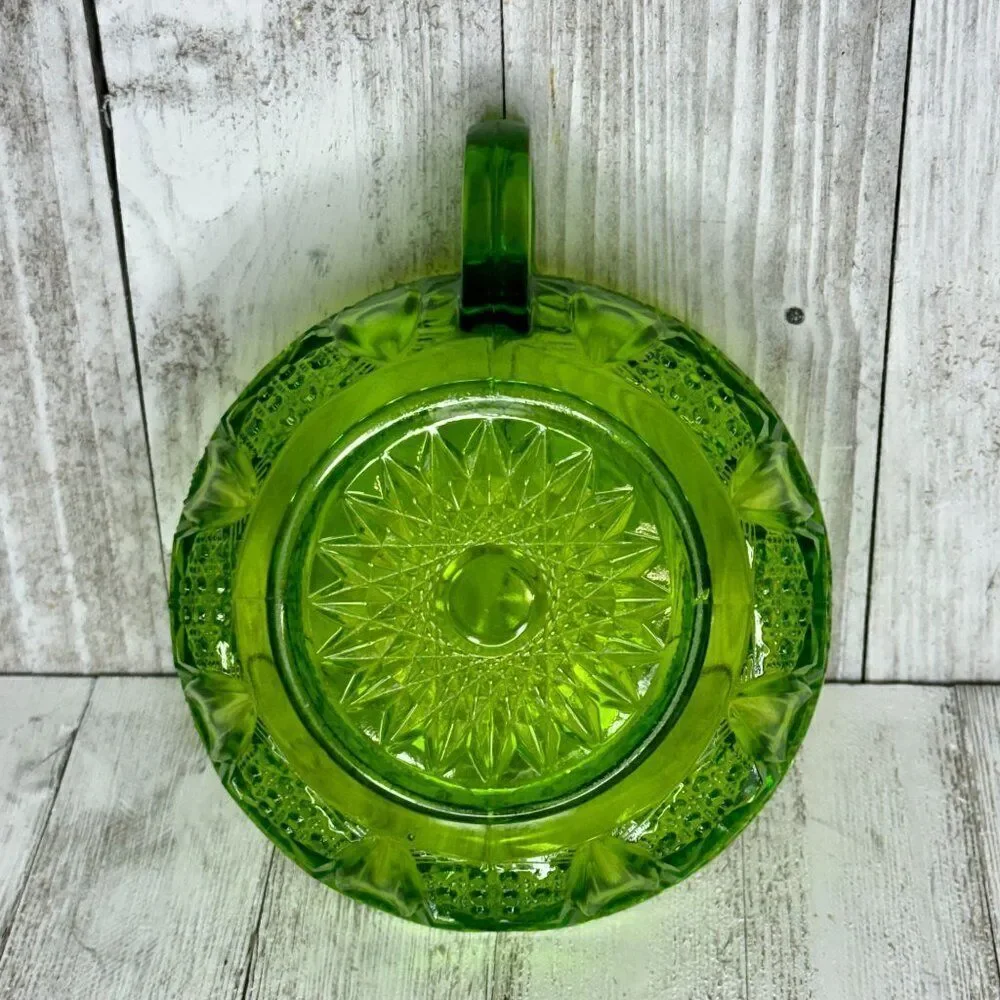 Vintage L.E. Smith Heritage Quintec Green Depression Glass Bowl with Finger Hand